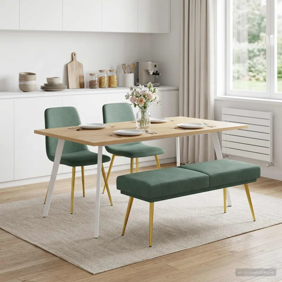 Banc à double couche Vert Mer 120 x 45 x 46 cm Velours