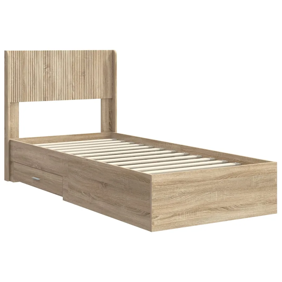 Cadre de lit avec rangement et tête de lit Chêne Sonoma - 4