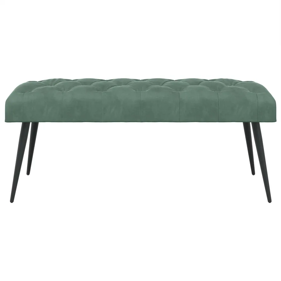 Banc avec capitonnage bouton Vert Mer 110 x 40 x 46 cm Velours - 5