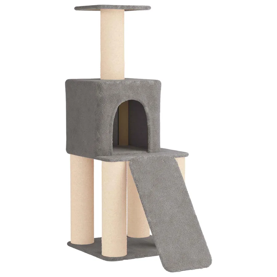 Arbre à chat avec poteaux à griffer en sisal Gris clair 146 cm - 2