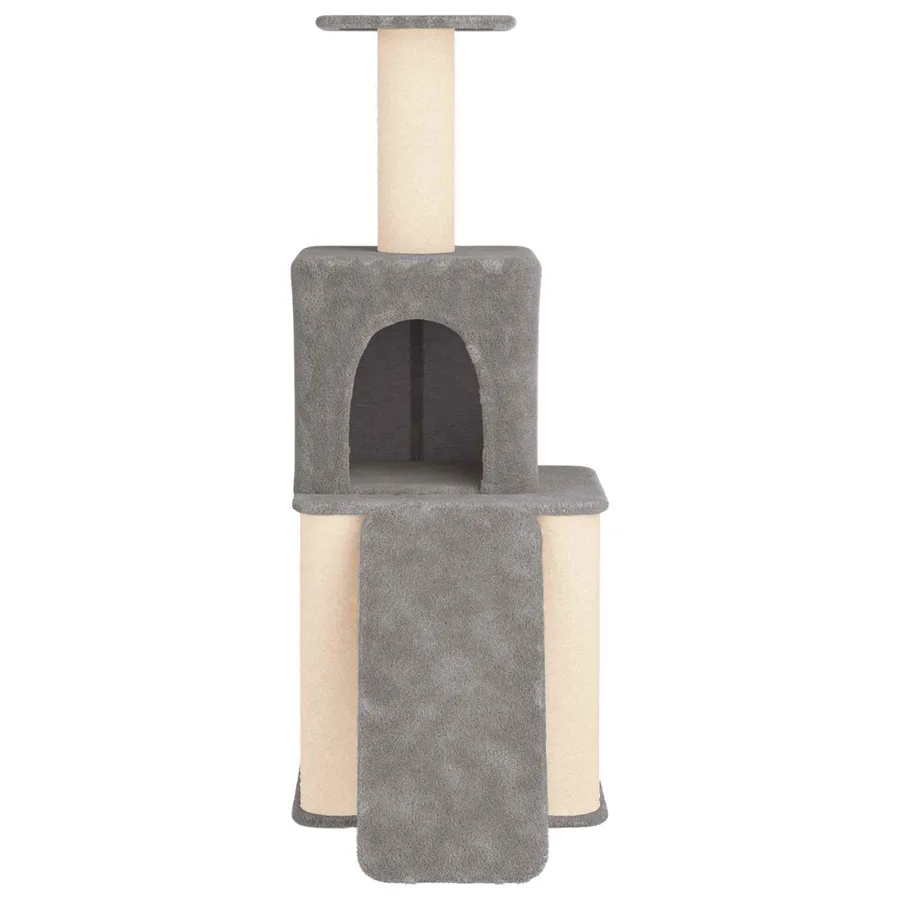 Arbre à chat avec poteaux à griffer en sisal Gris clair 146 cm - 4