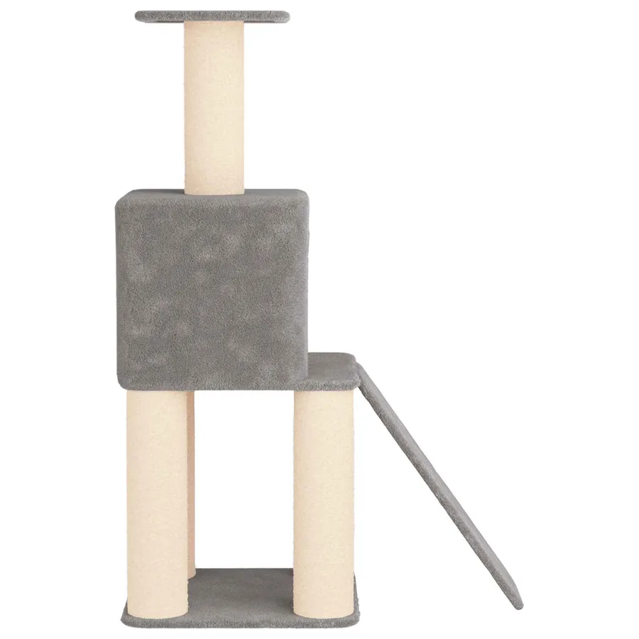 Arbre à chat avec poteaux à griffer en sisal Gris clair 146 cm - 5