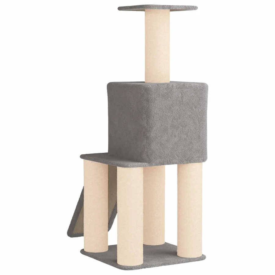 Arbre à chat avec poteaux à griffer en sisal Gris clair 146 cm - 6