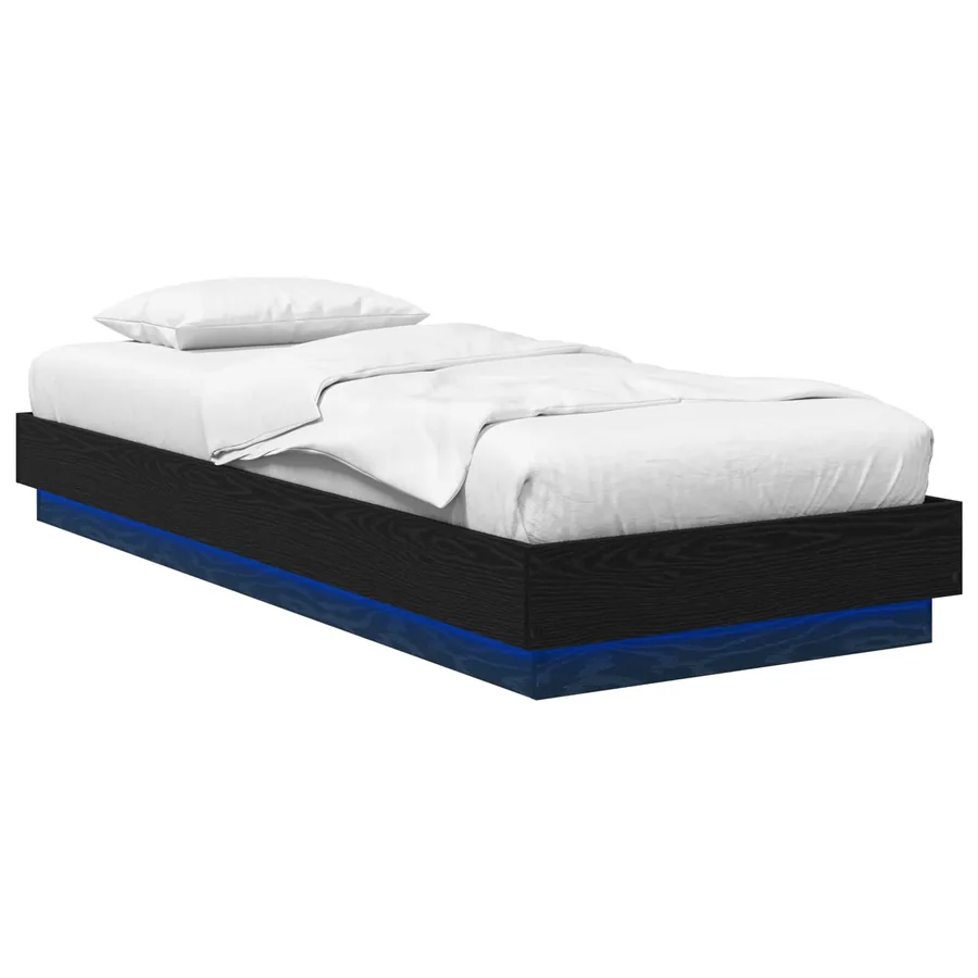 Cadre de lit avec LED Chêne noir 80 x 200 cm Bois d'ingénierie