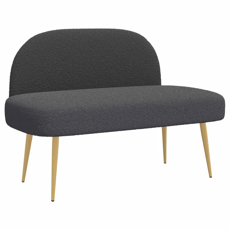 Banc rembourré avec dossier Gris foncé 110 x 60 x 76 cm Bouclé - 2