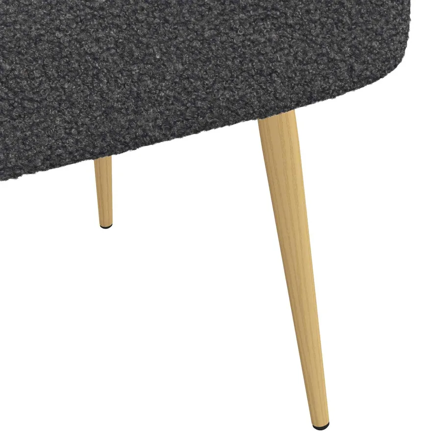 Banc rembourré avec dossier Gris foncé 110 x 60 x 76 cm Bouclé - 6