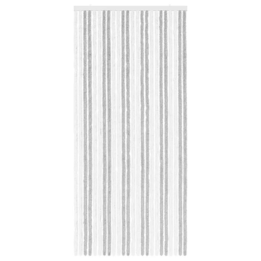 Rideau anti-insectes en chenille Gris clair et blanc - 3