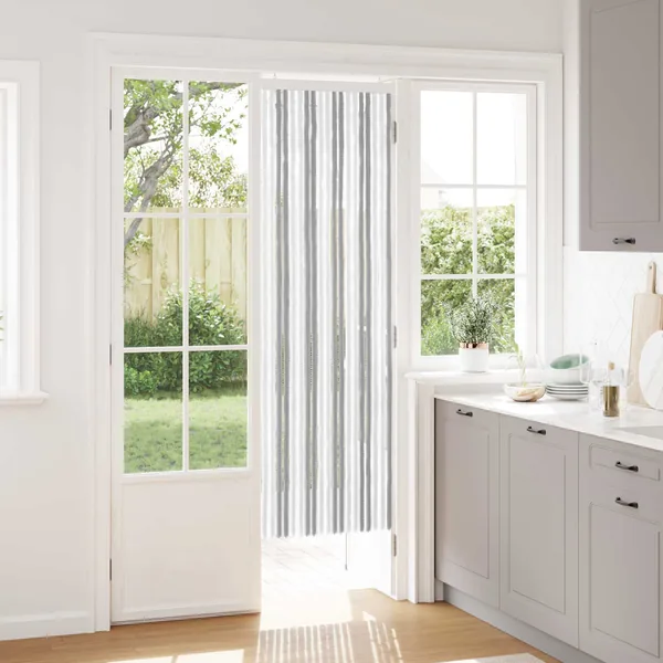 Rideau anti-insectes en chenille Gris et blanc 56 x 185 cm