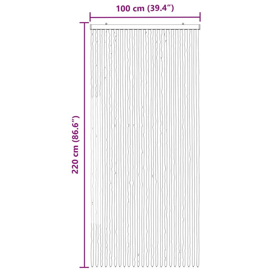 Rideau anti-insectes en chenille Gris et Noir 100 x 220 cm - 6