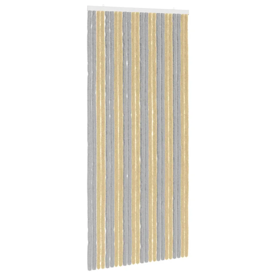 Rideau anti-insectes en chenille Gris et Beige 100 x 220 cm - 2