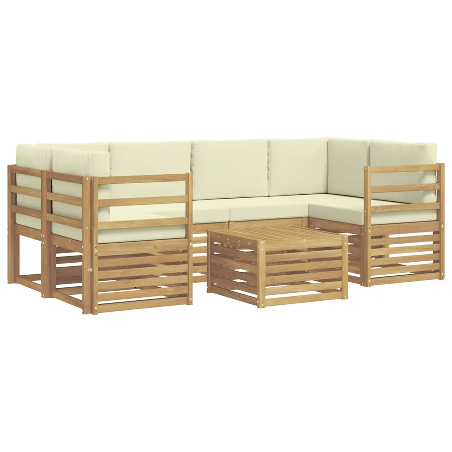 Ensemble de canapés d'extérieur 7 pcs Blanc et crème Polyester - 2