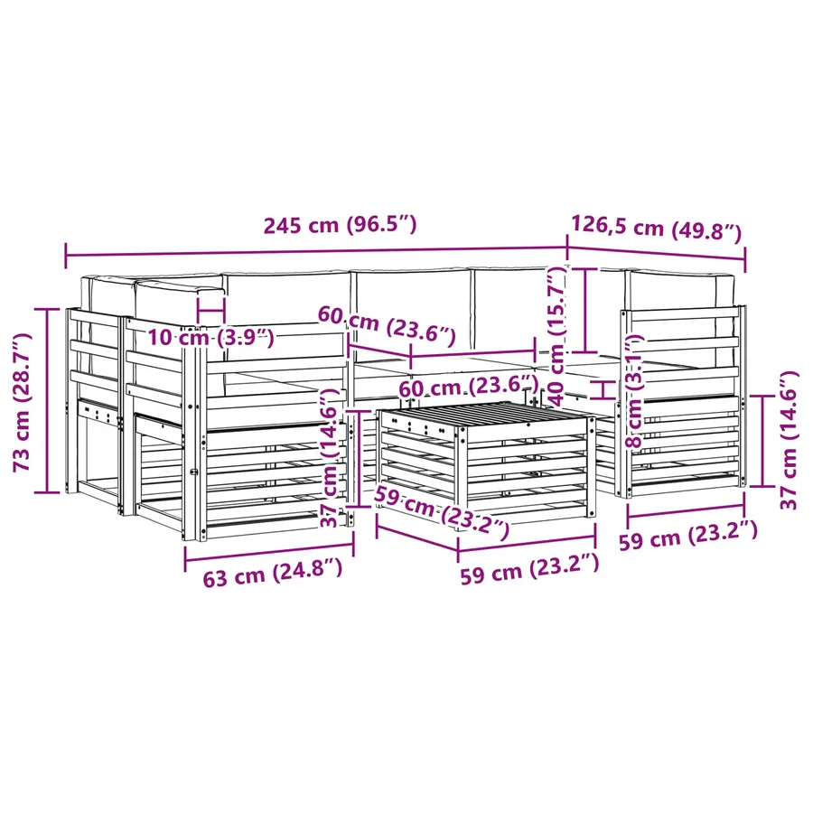 Ensemble de canapés d'extérieur 7 pcs Blanc et crème Polyester - 7
