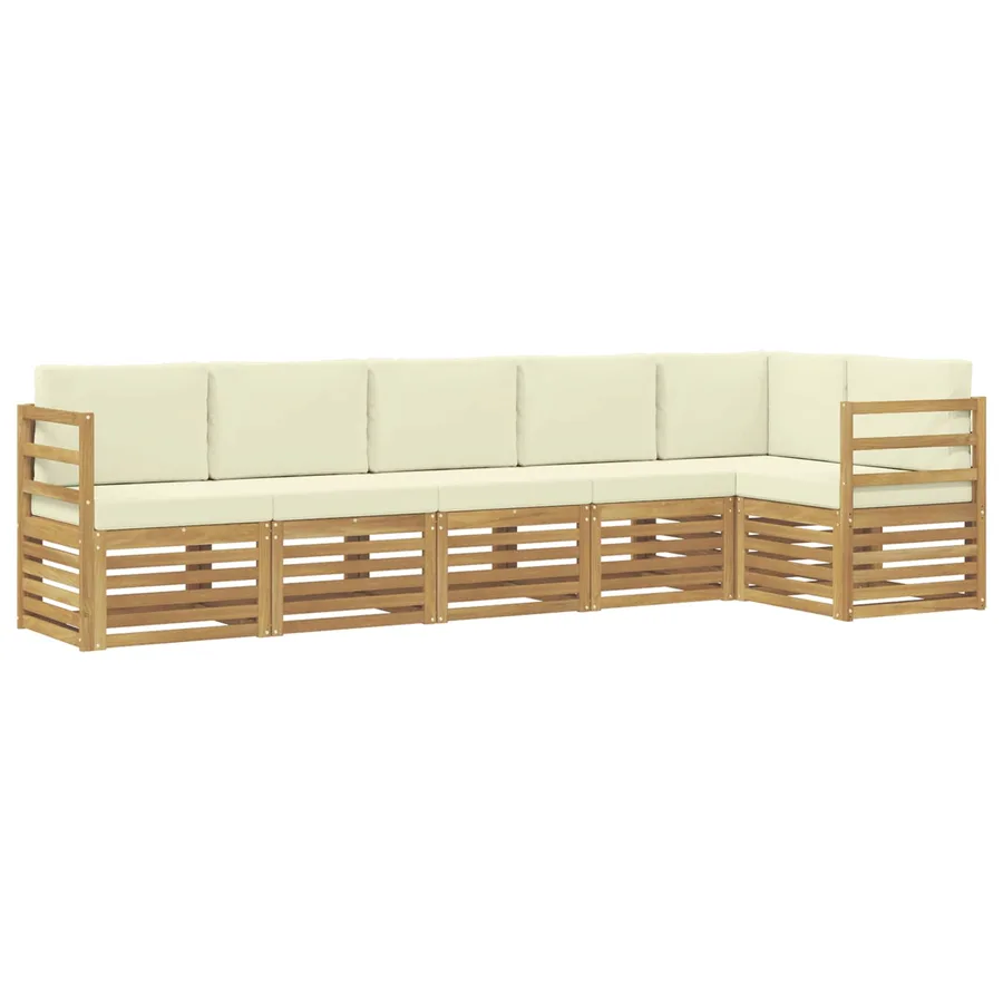 Ensemble de canapé d'angle avec coussin 6 pcs Blanc et crème - 2