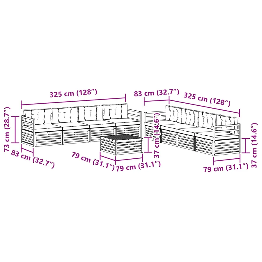 Ensemble de canapés d'extérieur 9 pc Blanc et anthracite - 7