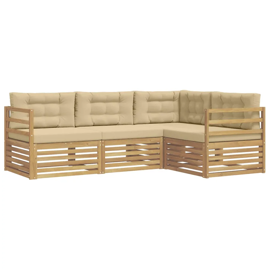 Ensemble de canapés d'extérieur 4 pc Blanc et Beige Polyester - 2