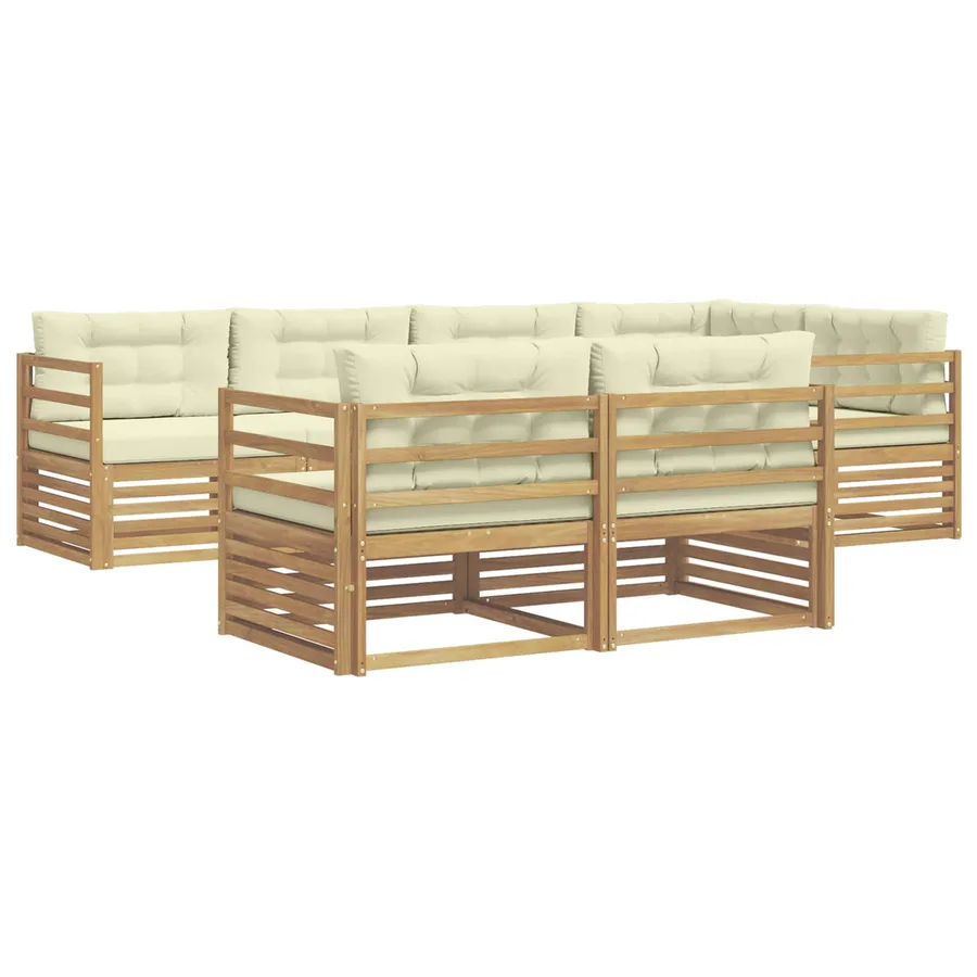 Ensemble de canapés d'extérieur 7 pc Blanc et crème Polyester - 2