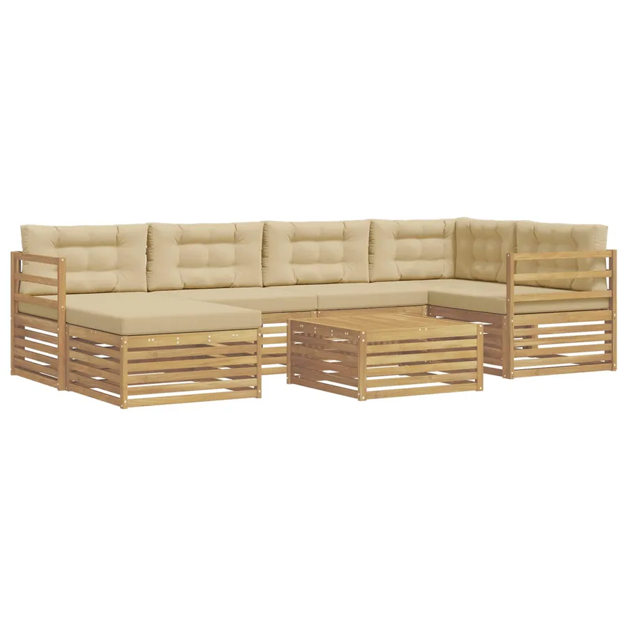 Ensemble de canapés d'extérieur 7 pc Blanc et Beige - 2