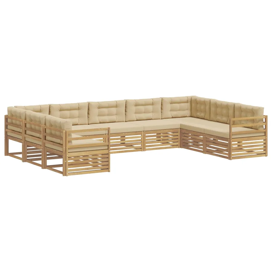 Ensemble de canapés d'extérieur 9 pc Blanc et Beige - 2