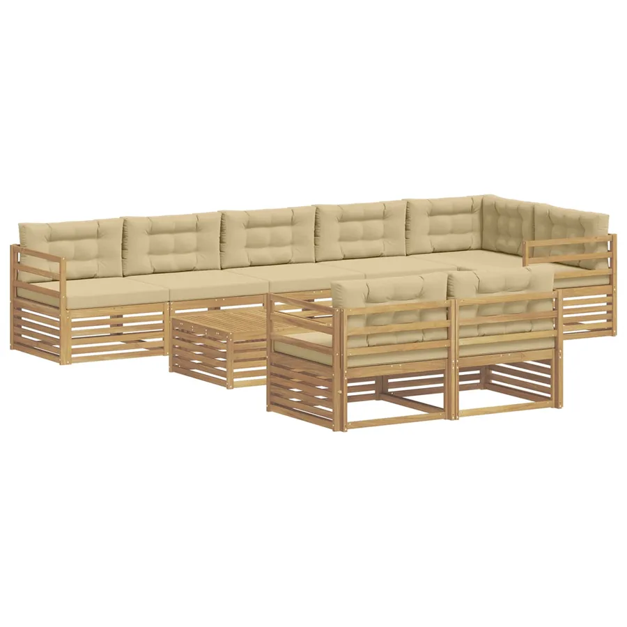 Ensemble de canapés d'extérieur 9 pc Blanc et Beige - 2
