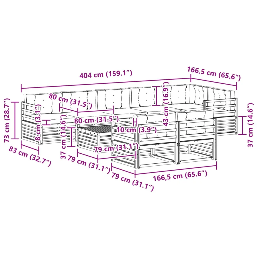 Ensemble de canapés d'extérieur 9 pc Blanc et Beige - 8