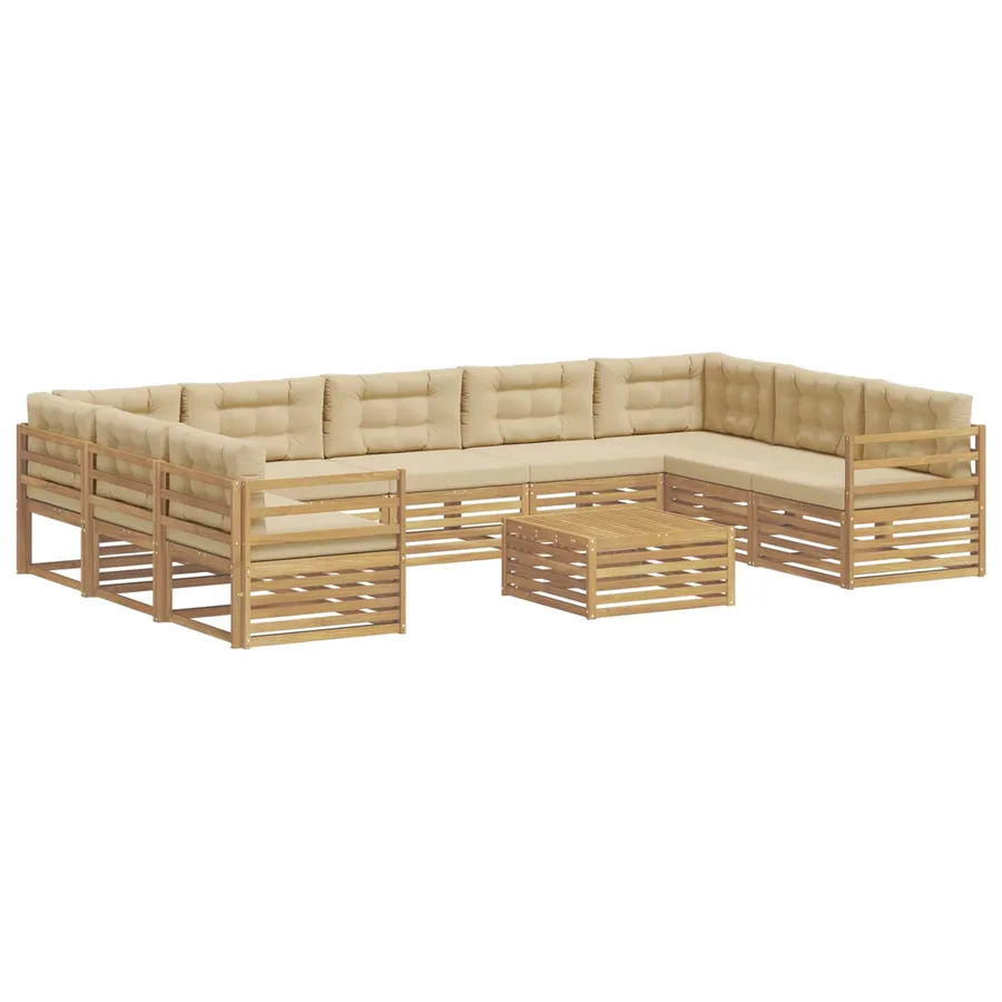 Ensemble de canapés d'extérieur 10 pc Blanc et Beige Polyester - 2