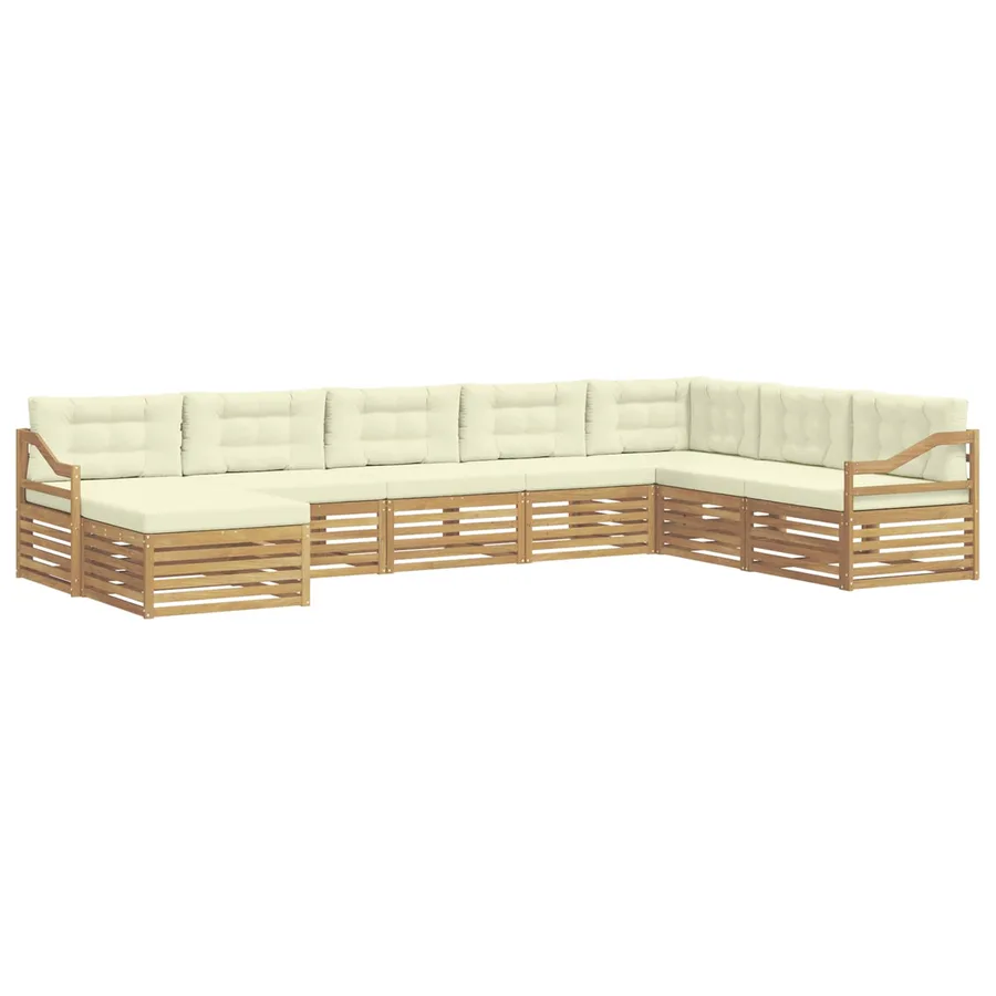Ensemble de canapés d'extérieur 8 pc Blanc et crème Polyester - 2