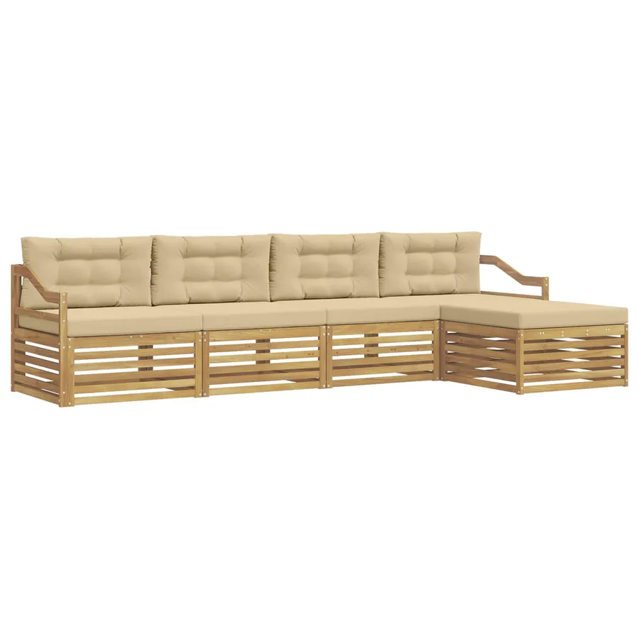 Ensemble de canapés d'extérieur 5 pc Blanc et Beige Polyester - 2