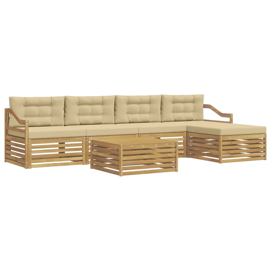Ensemble de canapés d'extérieur 6 pc Blanc et Beige Polyester - 2