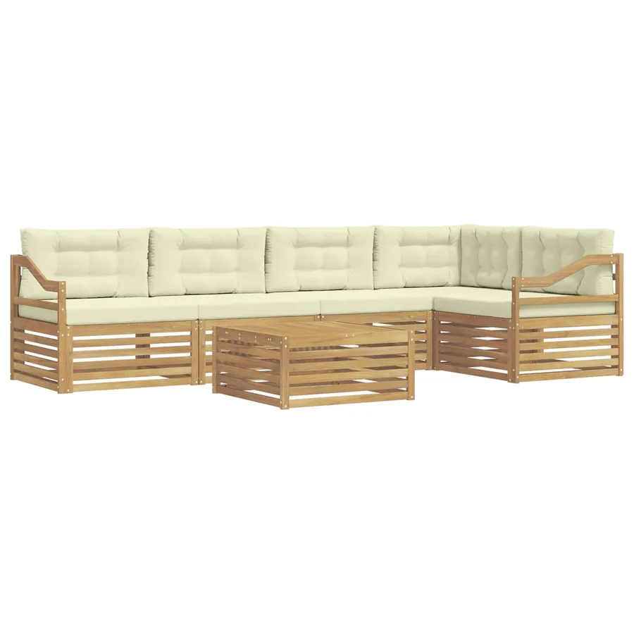 Ensemble de canapés d'extérieur 6 pc Blanc et crème Polyester - 2