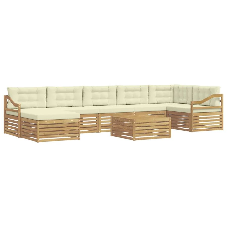 Ensemble de canapés d'extérieur 8 pc Blanc et crème Polyester - 2