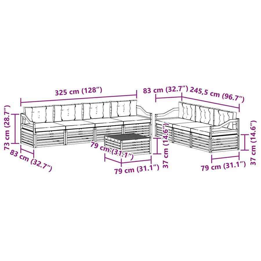 Ensemble de canapés d'extérieur 8 pc Blanc et crème Polyester - 7