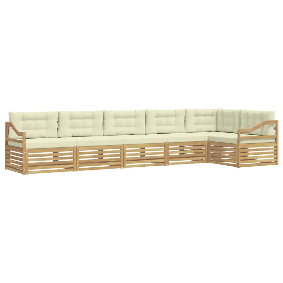 Ensemble de canapés d'extérieur 6 pc Blanc et crème Polyester - 2