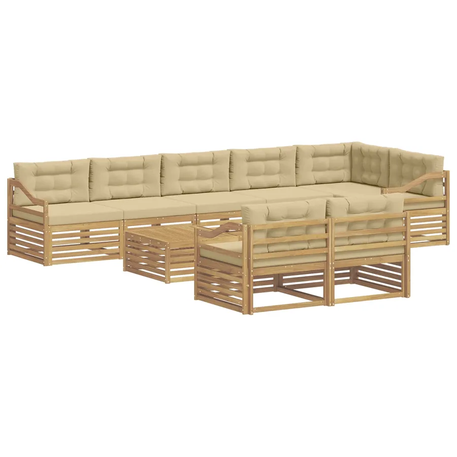 Ensemble de canapés d'extérieur 9 pc Blanc et Beige - 2