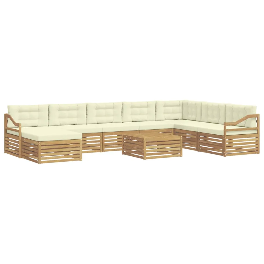 Ensemble de canapés d'extérieur 9 pc Blanc et crème Polyester - 2