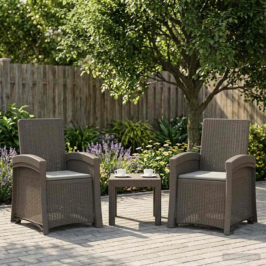 Chaise de jardin inclinable imitant le rotin 2 pcs Gris clair