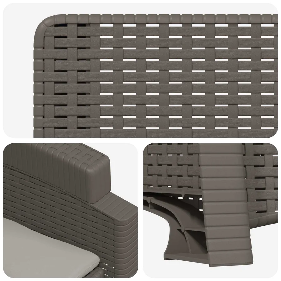 Chaise de jardin inclinable imitant le rotin 2 pcs Gris clair - 6