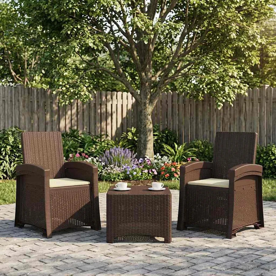 Chaise de jardin inclinable imitant le rotin 2 pcs PP - 110