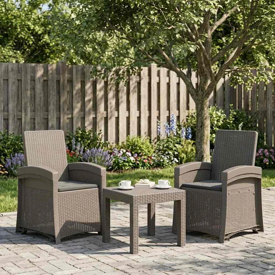 Chaise de jardin inclinable imitant le rotin 2 pcs PP - 12