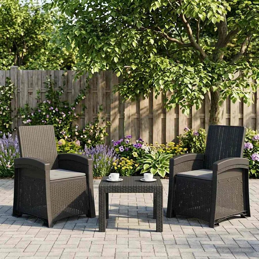 Chaise de jardin inclinable imitant le rotin 2 pcs PP - 154