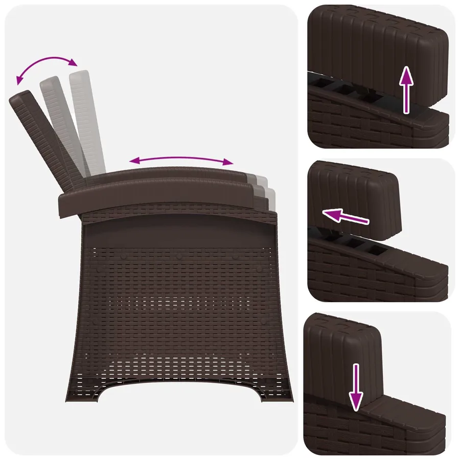 Chaise de jardin inclinable imitant le rotin 2 pcs PP - 29