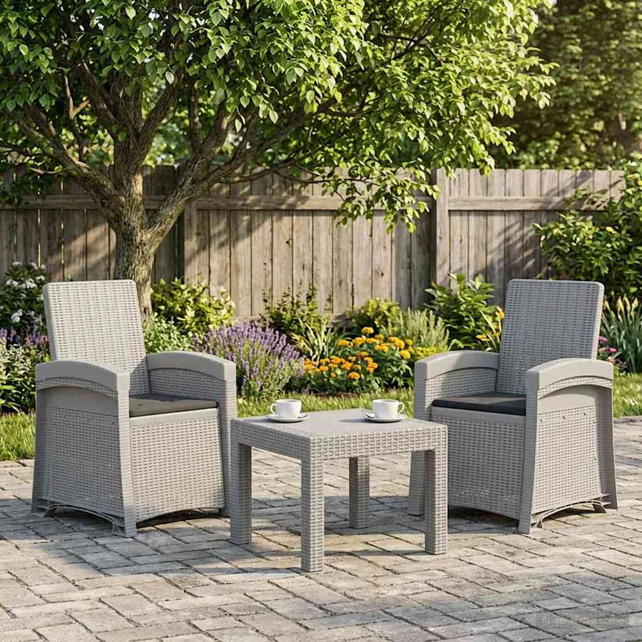Chaise de jardin inclinable imitant le rotin 2 pcs PP - 66