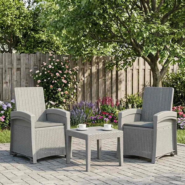 Chaise de jardin inclinable imitant le rotin 2 pcs PP
