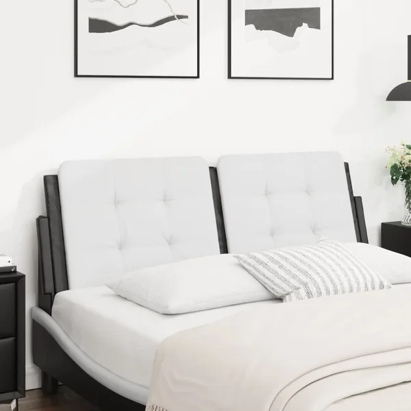Coussin de tête de lit Zadar blanc et noir 137 cm similicuir