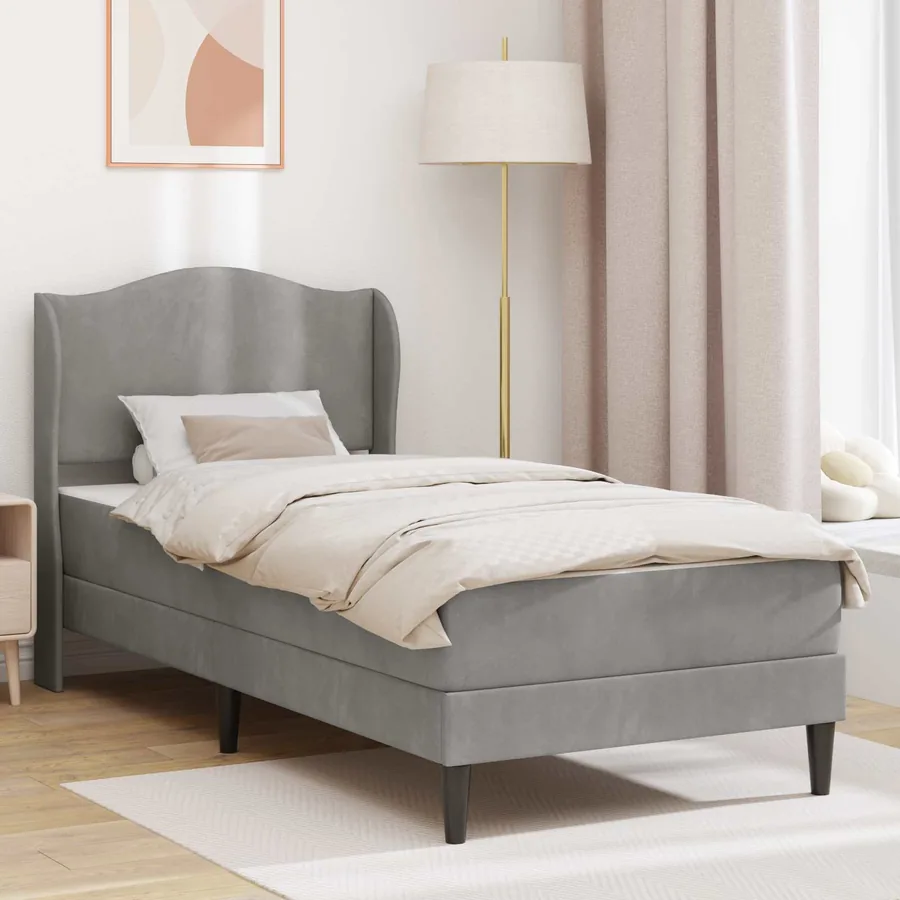 Cadre de lit 2 pcs Gris clair 90 x 190 cm Velours