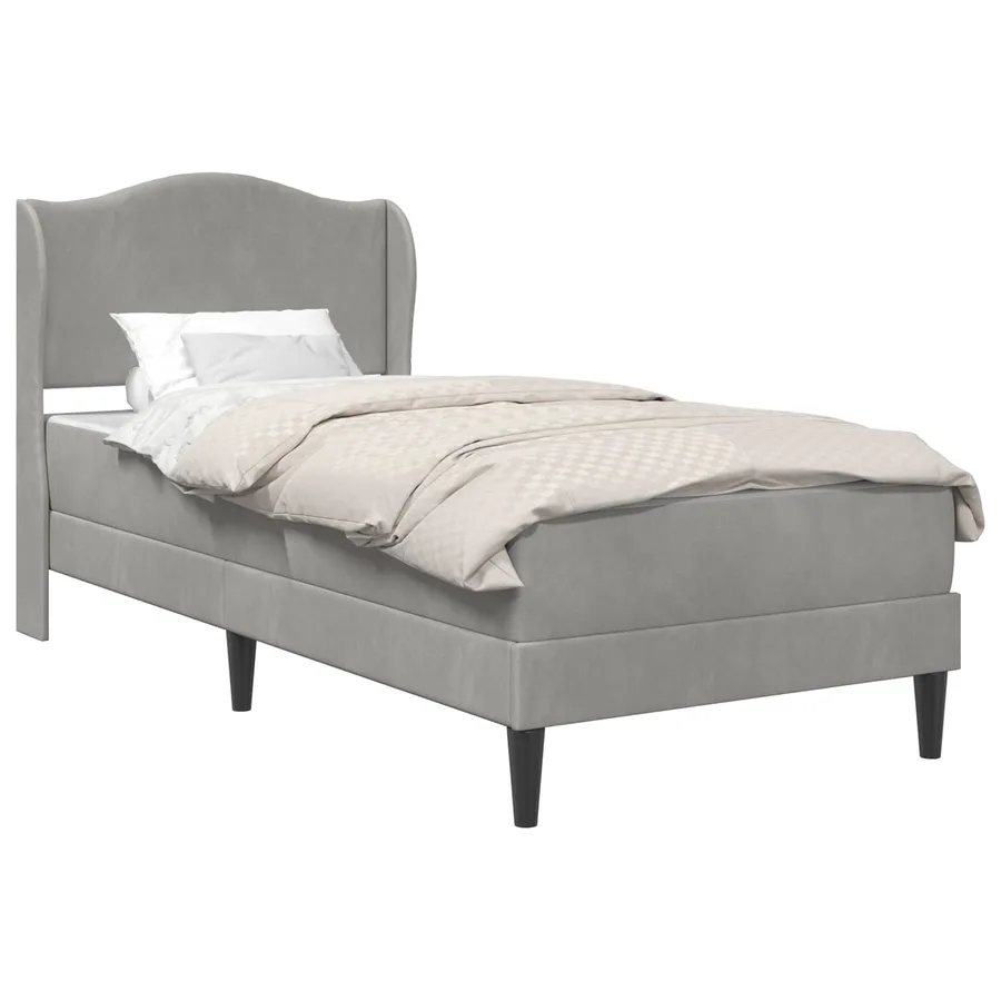 Cadre de lit 2 pcs Gris clair 90 x 190 cm Velours - 2