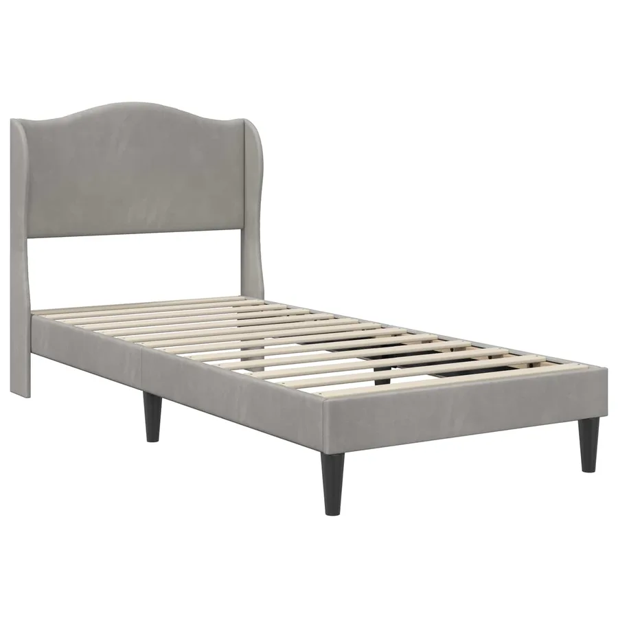 Cadre de lit 2 pcs Gris clair 90 x 190 cm Velours - 4