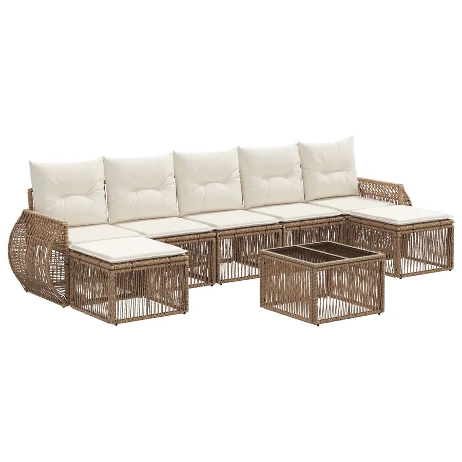 Ensemble de canapé de jardin 8 pcs Beige et blanc crème - 2