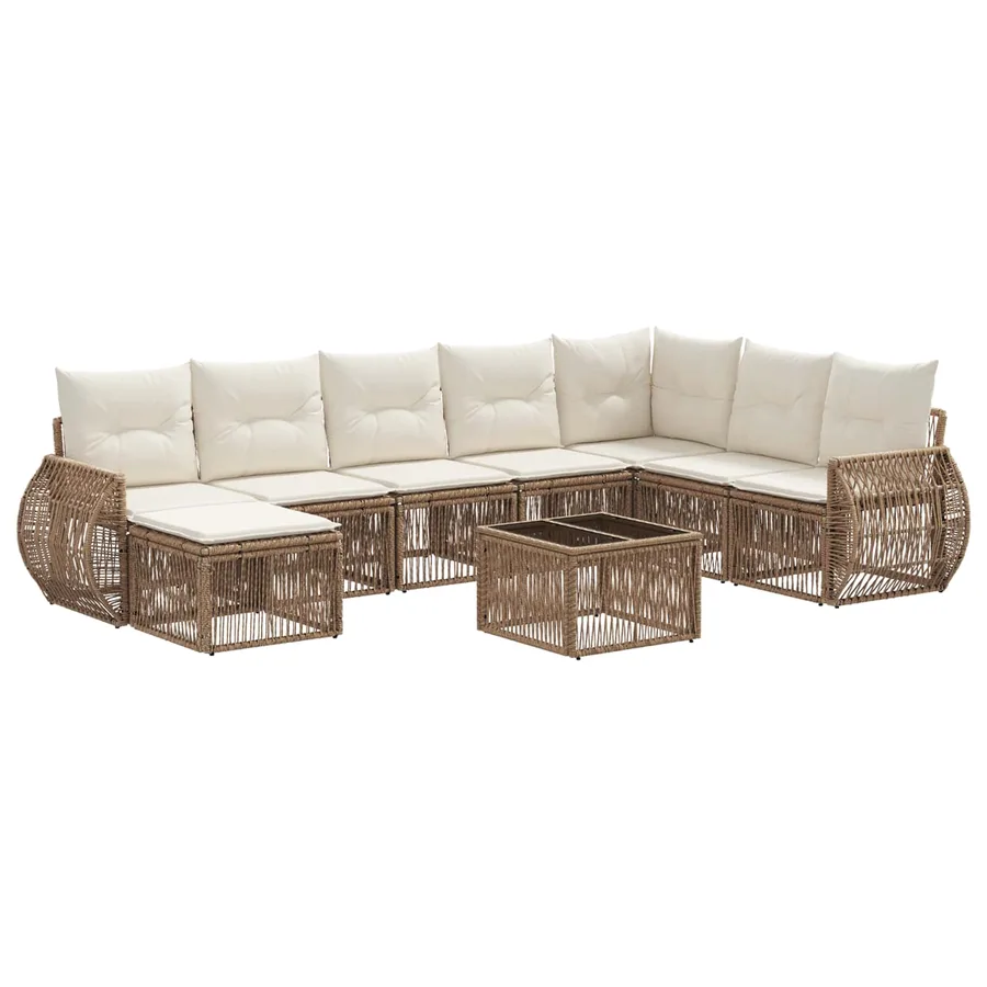 Ensemble de canapé de jardin 9 pcs Beige et blanc crème - 2