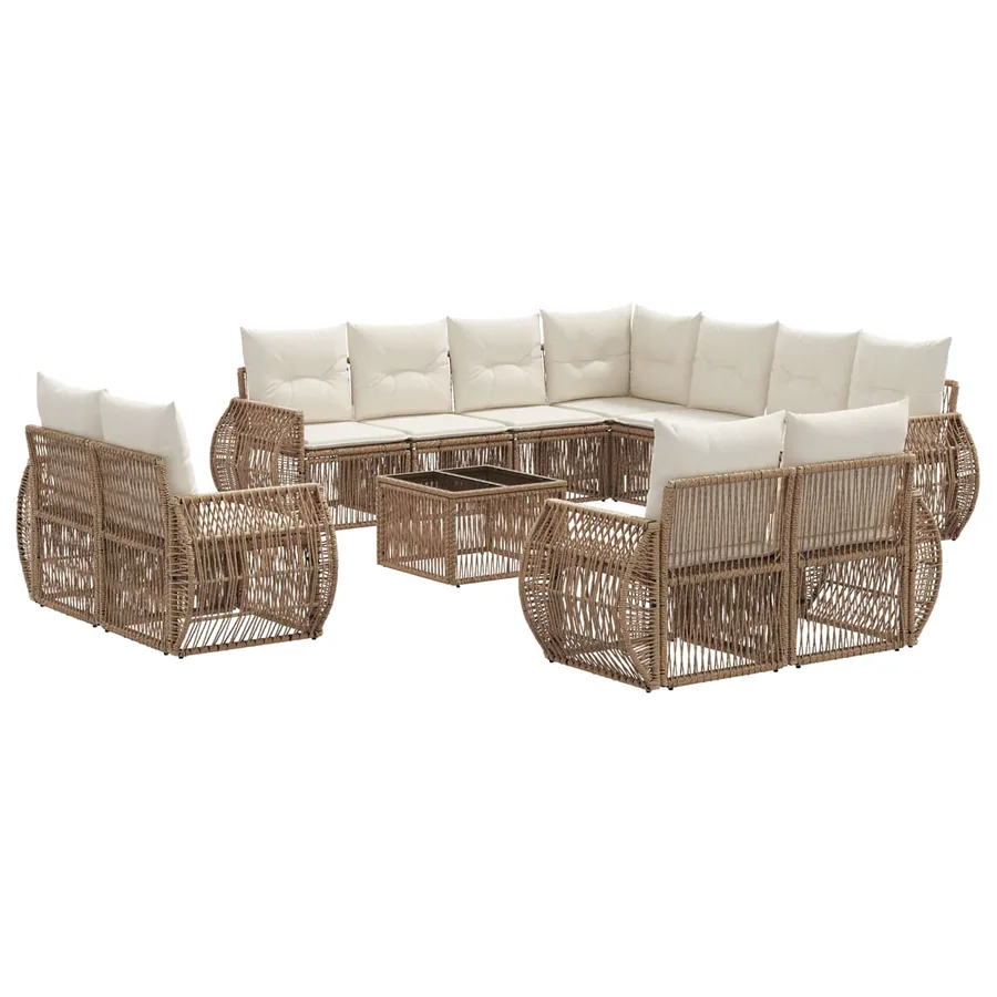 Ensemble de canapé de jardin 12 pcs Beige et blanc crème - 2