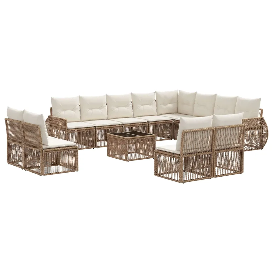 Ensemble de canapé de jardin 13 pcs Beige et blanc crème - 2